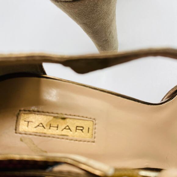 Tahari Angela Tan Suede T-Strap Heel‎ Size 10 - Picture 8 of 11